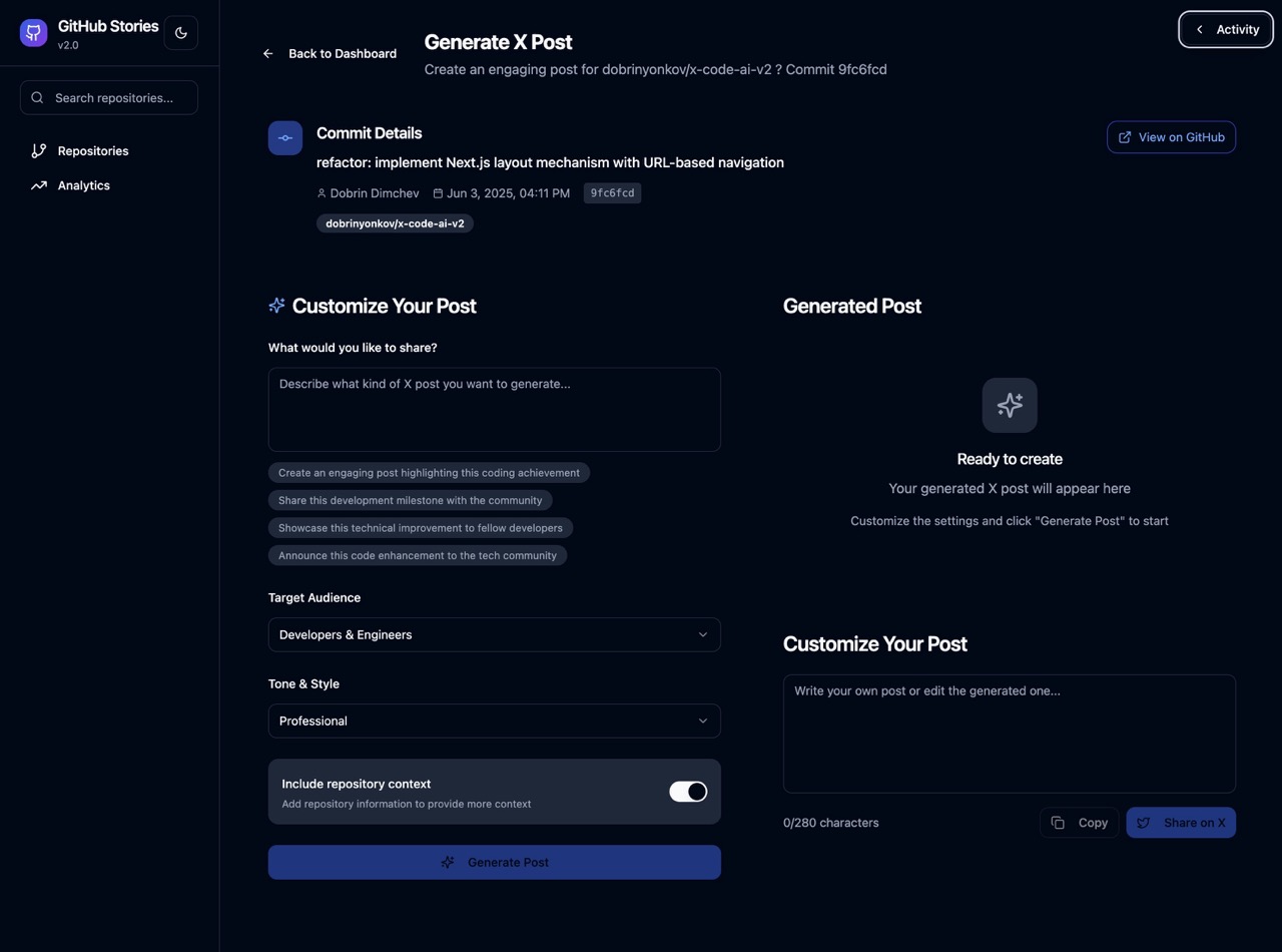 GitHub Stories Demo - Dark Theme