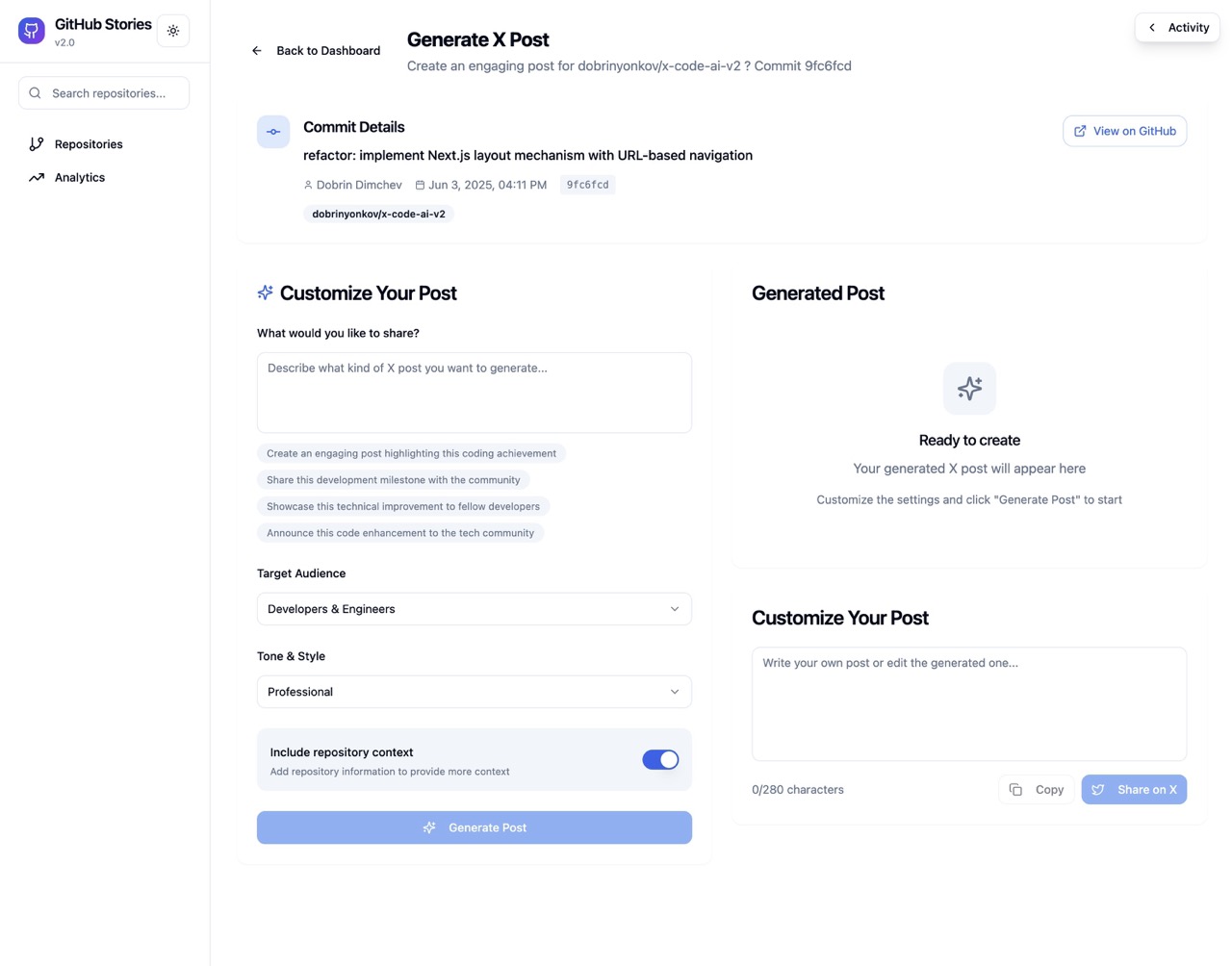 GitHub Stories Demo - Light Theme